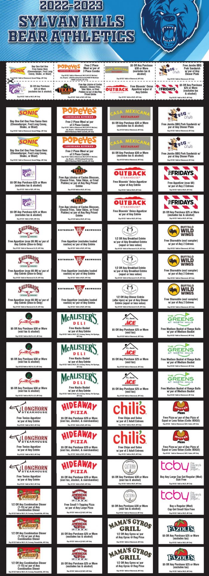 Sylvan Hills Discount Card 2022-23